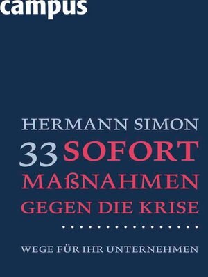 cover image of 33 Sofortmaßnahmen gegen die Krise